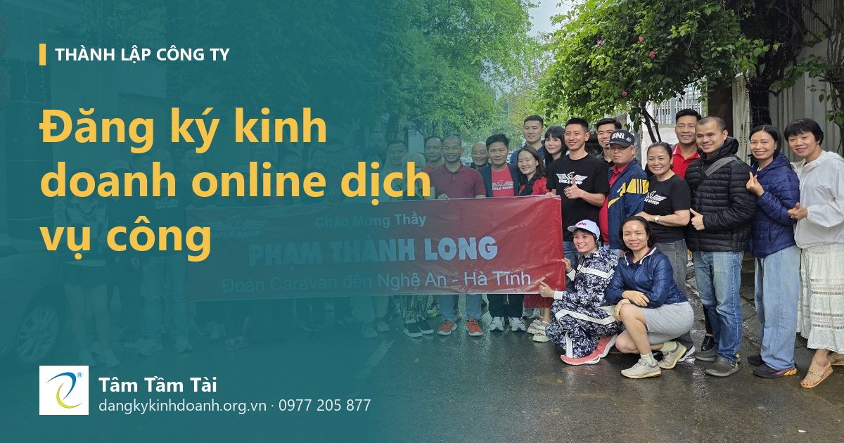 Đăng ký kinh doanh online dịch vụ công – ảnh nền: đoàn doanh nhân của thầy Phạm Thành Long đến thăm Tâm Tầm Tài, tháng 3/2025