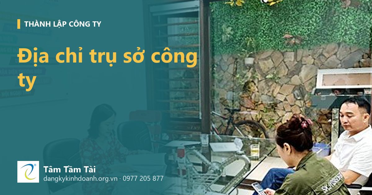 Địa chỉ trụ sở công ty – ảnh nền: tiếp khách tại bàn tư vấn