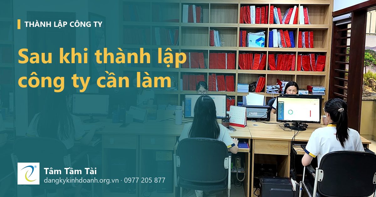 Sau khi thành lập công ty cần làm – ảnh nền: nhân viên Tâm Tầm Tài xử lý hồ sơ doanh nghiệp